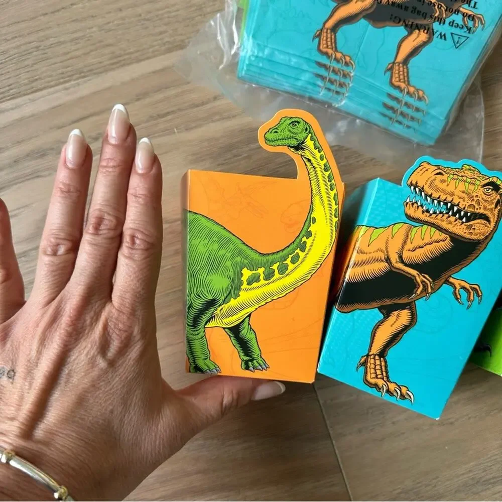 27 Pack Dinosaur Popcorn Boxes for Candy, Snacks, Kid's Birthday Party 3 Styles
